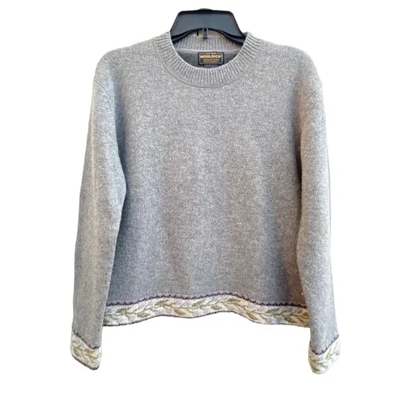 Woolrich Women's Wool Pewter Gray Sweater
with Hem and Cuff Accents Size M - Picture 10 of 16